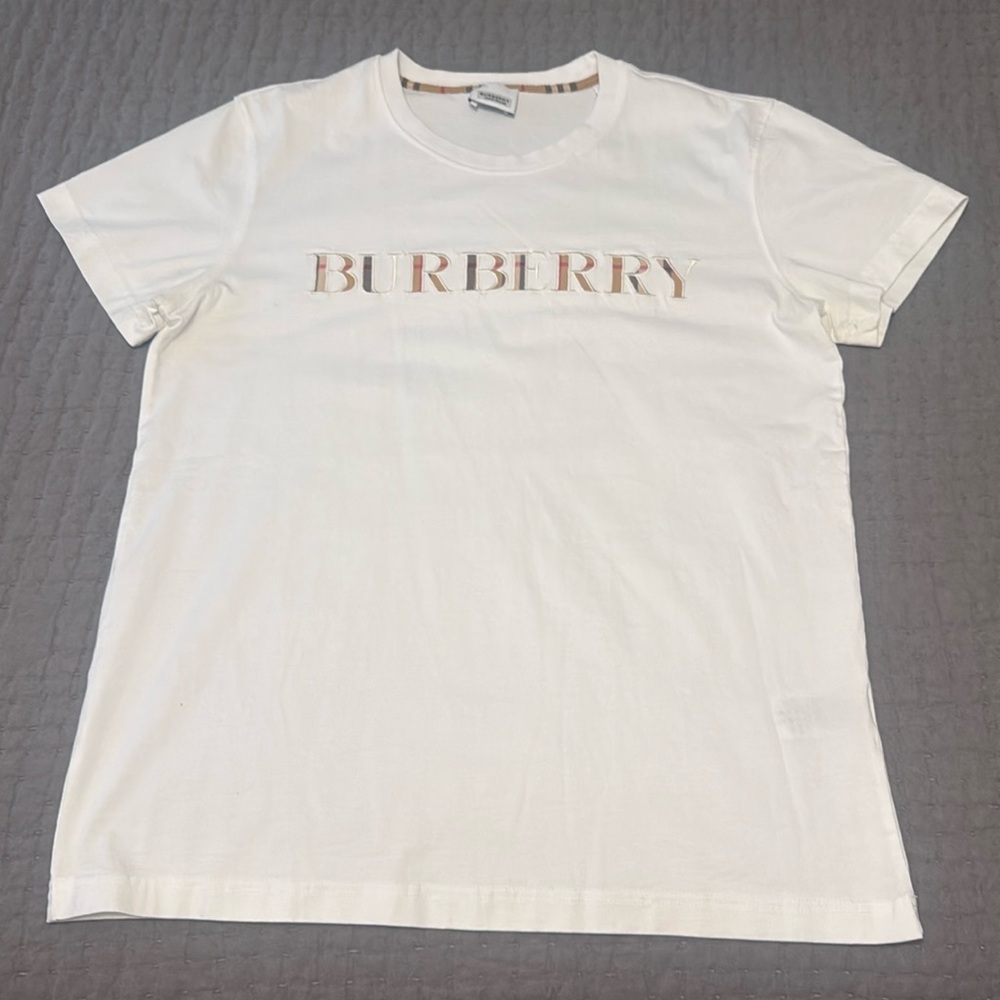 Burberry white t-shirt with check block letters